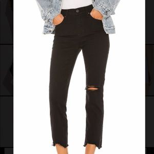 LEVI 724 High rise straight cropped black jeans